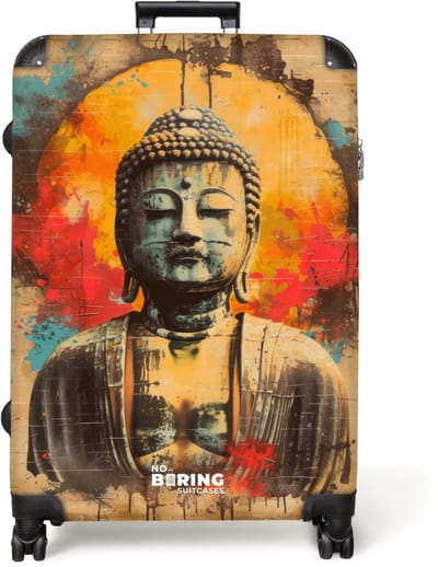 NoBoringSuitcases.com® - Koffer groot - Reiskoffer lichtgewicht - Boeddha als street art kunstwerk - Rolkoffer met 4 wielen - Grote trolley XL - 98 liter bagage
