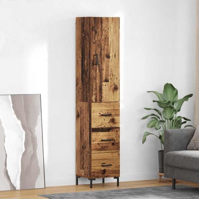 vidaXL - Highboard - Oud - Hout - 34,5 - x - 34 - x - 180 - cm - Bewerkt - hout