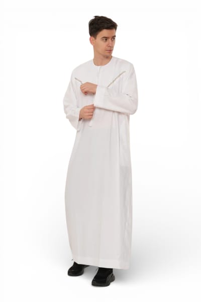 Heren Eid witte Marokkaanse Thobe gewaad Djellaba Ramadan Eid Jubba-HM10