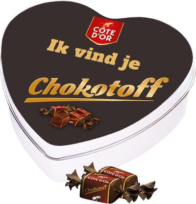 Côte d'Or Chokotoff geschenkdoos hartje "Ik vind je Chokotoff!" - tofee met pure chocolade - chocoladecadeau - 180g