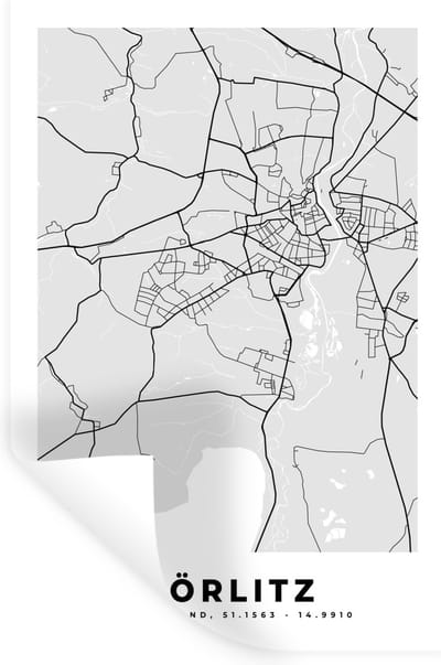 Muurstickers - Sticker Folie - Stadskaart - Görlitz - Plattegrond - Kaart - Duitsland - 20x30 cm - Plakfolie - Muurstickers Kinderkamer - Zelfklevend Behang - Zelfklevend behangpapier - Stickerfolie