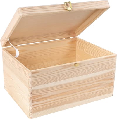Creative Deco XXL Grote Decoratieve Houten Opbergdoos met Deksel en Klink | 40 x 30 x 24 cm (+/-1cm) | Borst voor Decoratie | Perfect voor, Speelgoed, Gereedschap | RUW ONGEZIEN
