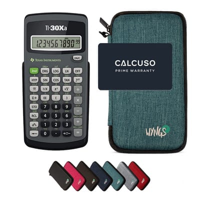 TI-30Xa incl. WYNGS Beschermhoes Turkoois - Wetenschappelijke Rekenmachine - Basis Pakket