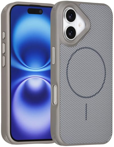 Carbon Fiber Backcover Geschikt voor: iPhone 17 – AntiShock Schokbestendig – Krasbestendig – Slank & Stijlvol Ontwerp – Premium Bescherming - Grijs