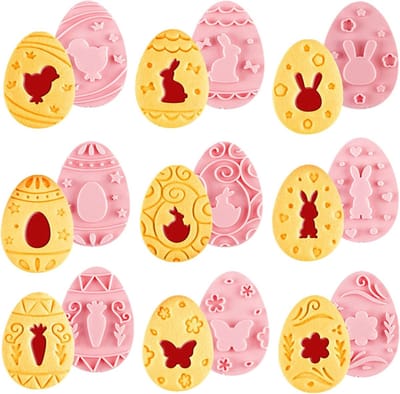 Plastic Paasei Cake Koekjesuitsteekset - 3D Paasei Uitsteekvormen voor Paaseieren - Paaskoekjes - Konijn - Ei - DIY Paastaart (Verpakking van 9)