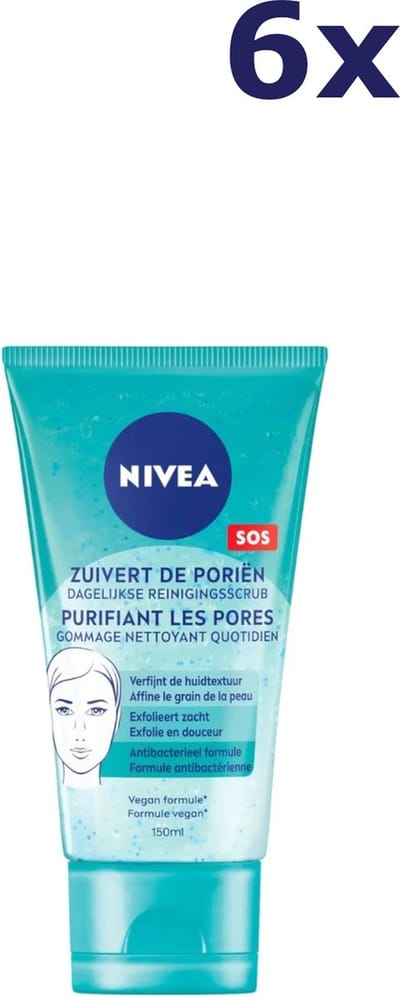 NIVEA Dagelijkse Reiniging Gezichtsscrub - 6 x 150 ml - Voordeelverpakking