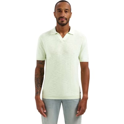 No Excess Pullover Short Sleeve V-Polo Slub Seagreen  M