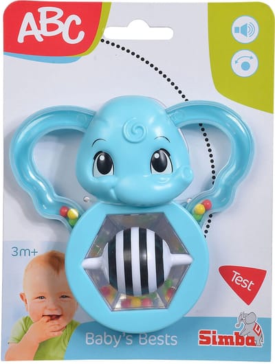 Rammelaar Olifant met Spiegel baby speelgoed kunststof kleurrijk.