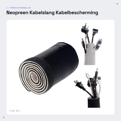 Dailygoods - Neopreen Kabelslang - Kabelbescherming - Herbruikbaar - 6 meter - Kabelgeleiding - Opgeruimd kantoor en thuis - TKB5061