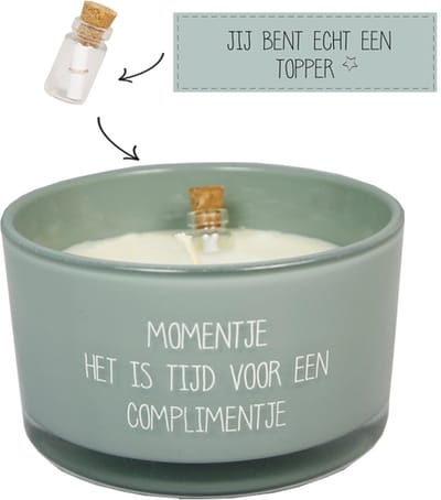 MY FLAME | Flessenpost kaars - Momentje, het is tijd voor een complimentje - Minty Bamboo
