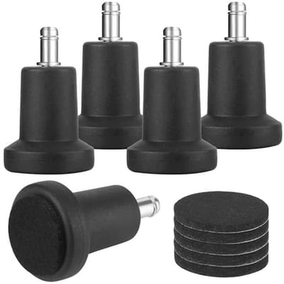 Vloerglijders voor Bureaustoelen - Set van 5, met Viltpads, Zwart, 2 Inch