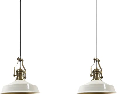 Bamyum Neo-Asletl Hanglamp Eettafel Lamp 2 Vlam Wit Ø40 cm Vintage Eettafel Lamp, Lampenkap Hanglamp