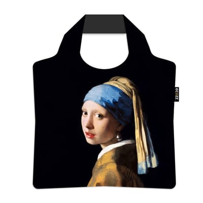 Ecozz tas - Girl with a Pearl Earring - Johannes Vermeer - met rits - 46x41 cm