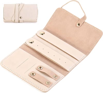 Oprolbare sieradenopbergrol voor reizen, compacte organizer voor oorbellen, kettingen en ringen, ideaal voor onderweg