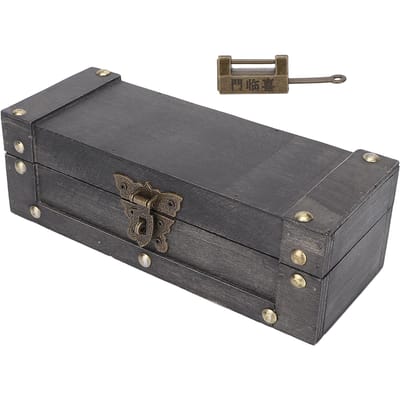 Boîte de rangement rétro Boîte de rangement vintage pour colliers et bijoux Accessoires de photographie Boîte en bois gray