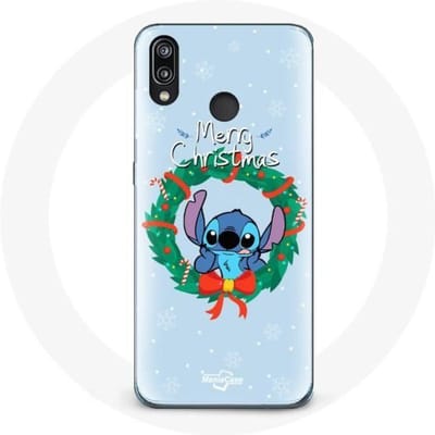 Coque pour Huawei P20 Lite Stitch neige joyeux Noël bleu
