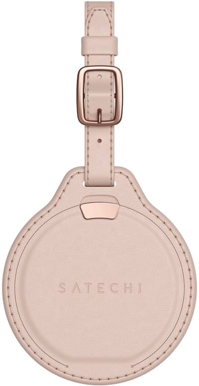 Satechi FindAll Vegan-lederen Baggage Tag met FindMy – Geïntegreerde Apple Find My Technologie – Ontvang Meldingen bij Achterlaten Bezittingen – Draadloos Opladen voor Langdurige Prestaties - Roze
