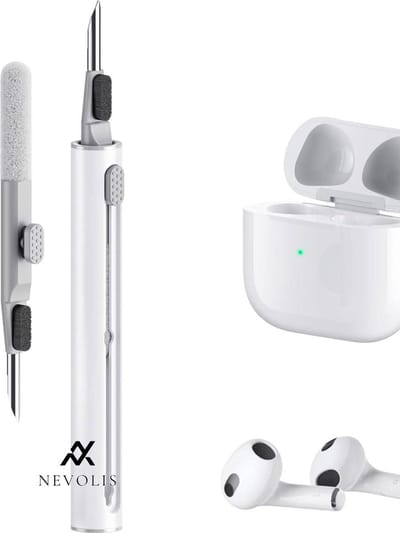 Nevolis 3-in-1 Earphone Cleaning Kit for Earbuds Charging Cases - Sponge Brush Metal Tip - Compatible with AirPod/AirPod Pro .