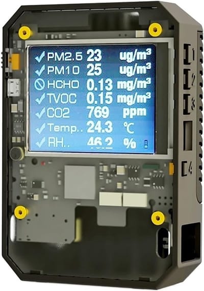 Luchtkwaliteit Monitor - Luchtmeter Sensor - Thuis Detectie - 7-in-1 Uitgebreide Meting - 10g 1x1x1cm