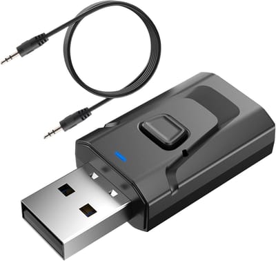 Draadloze Bluetooth USB 5.0-adapter 2-in-1 zender en ontvanger voor audio, lage latentie, geschikt voor tv, pc, auto en luidsprekers met 3,5 mm-aansluiting.