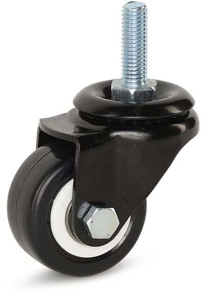 Zwart PU zwenkwiel met schroefdraad - 50mm - 60kg