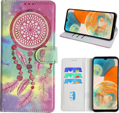 Hoesje geschikt voor Samsung Galaxy A23 Bookcase met dromenvanger print Roze