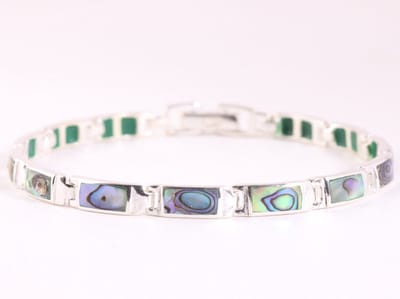 Hoogglans zilveren armband met abalone schelp