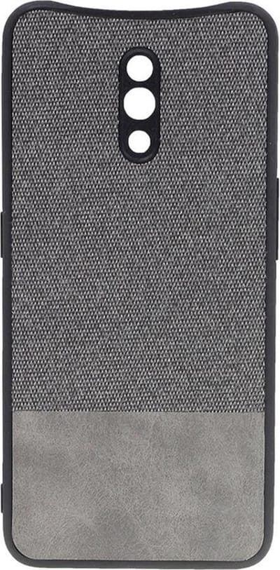 Shop4 - Oppo Reno Z Hoesje - Harde Back Case Denim en Leer Grijs
