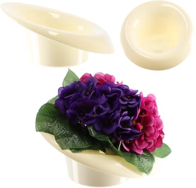 KADAX Ikebana Ikebana Kunststof vaas, bloempot, bloemenschaal, Japanse zonnebloemhouder voor zonnebloemen, Ikebana bloemenvaas, bloemstuk (diameter 9 cm, schef, crème)