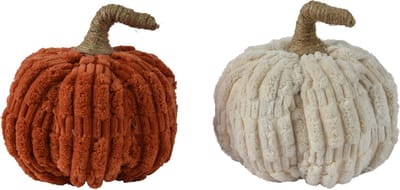 Decoris - Pompoen in stof set van 2 kleuren D13 herfst