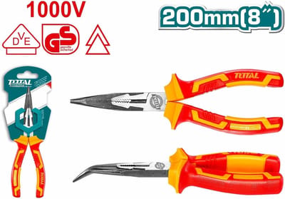 Geïsoleerde knijptang met gebogen punt voor elektro werkzaamheden 200 mm VDE
