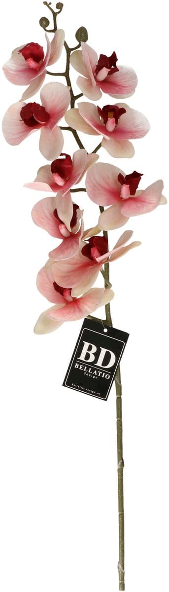 Bellatio Design Kunstbloem Orchidee Bora - roze - 108 cm - losse steel - kunst zijdebloemen - Phalaenopsis