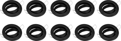 Spot Armatuur 10 Pack - GU10 Inbouwspot - Rond - Zwart - Aluminium - Kantelbaar Ø82mm