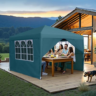 Opvouwbaar Tuinpaviljoen 3x3m Partytent Waterdicht met 4 Zijpanelen