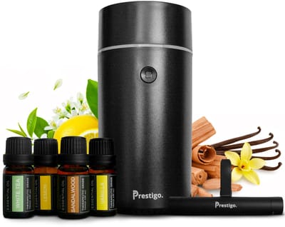 Prestigo Autoparfum - Diffuser & clip - Auto parfum set - 6 geuren - Slim, stil & hervulbaar - met navulling - Auto geurverfrisser - Auto geur