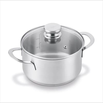 Brabantia Enjoyment kookpan/sauspan - Ø 24 cm - roestvrij staal - glazen deksel - PFAS-vrij - geschikt voor inductie