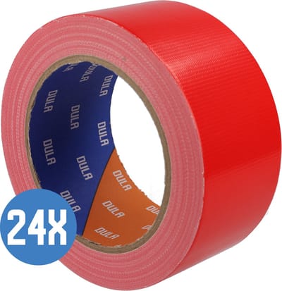 DULA Duct tape - Rood - 50 mm x 25m - 24 Rollen Ducktape - Reparatie tape