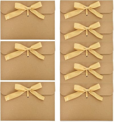 Retro Kraft Papier Enveloppen voor Trouwen en Cadeaukaarten, 50 Stuks DIY Briefomslagen voor Handgemaakte Uitnodigingen en Valentijnsdag met Elastieken
