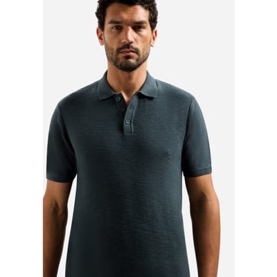Polo Shirt Korte Mouw No Excess Knitted Slub Poloshirt Dark Steel