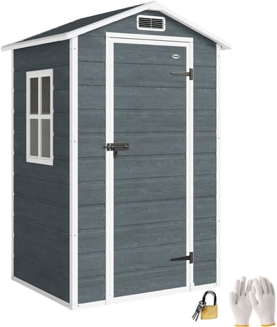 Outsunny Opbergschuur voor Tuin-Kunststof, Aluminium-128L x 104B x 196H cm-Grijs