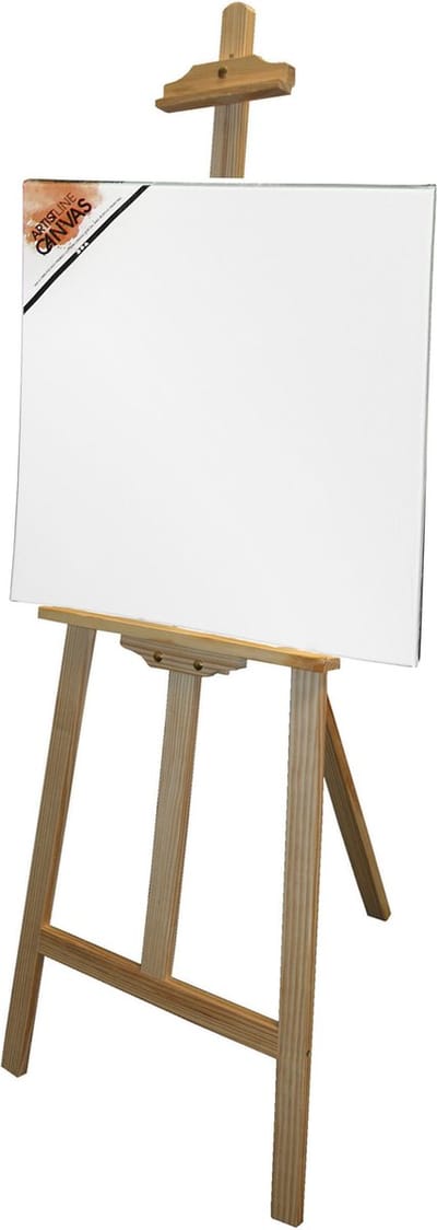Benson houten schildersezel 140 cm met canvas doek 50 x 50 cm - Schilderijen maken
