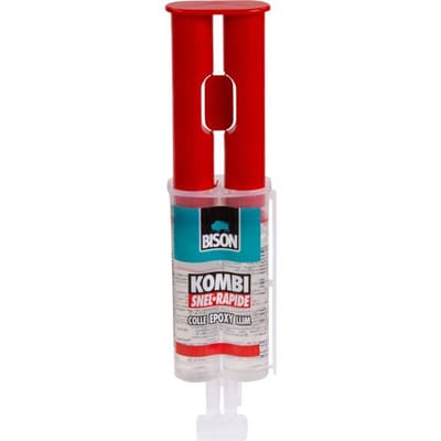 Bison 2-Componentenlijm Kombi Snel 25g - snelle en glasheldere 2-componenten epoxylijm in een handige verpakking, inclusief spatel, mengbakje, super sterk