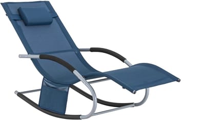 Amolass - Tuinstoel - Ligstoel - Schommelstoel - Ligbed - 150x63x87cm - Donker Blauw - Inclusief Hoofdkussen - Voor Tuin/Balkon