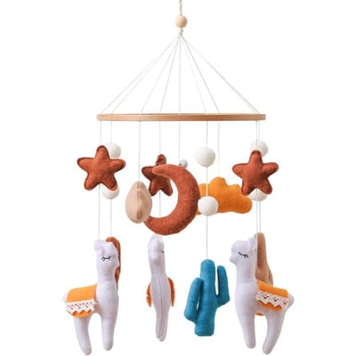 Babybed Mobiel Bedbel Rammelaar Speelgoed Zacht Vilt Cartoon Alpaca Bewolkte Ster Maan Hangende Bedbel Mobiel Bedje Beugel Speelgoed Kind Cadeau