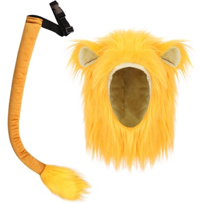 Nepbont Pluizig Dier Leeuw Hoed en Staart Set Voor Halloween Kerstmis Cosplay Kostuum Accessoires yellow