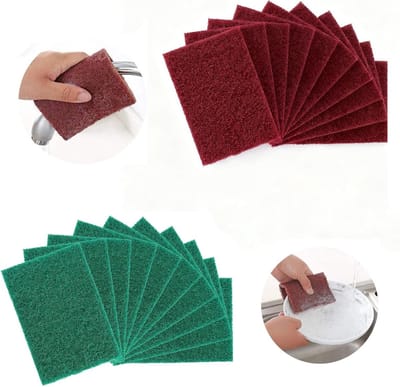 20 Stuks Schuurdoeken, Schurende Schoonmaak Sponsen voor Keuken, Gootsteen en Kom (Rood Groen)