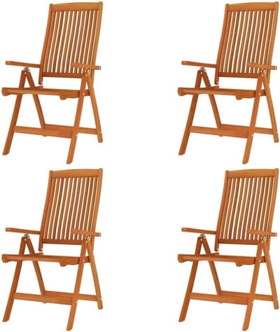Tuinstoelen Set - Houten Stoelen - Buiten Zitten - 5-standen Verstelbaar - 4 Stuks - Bruin
