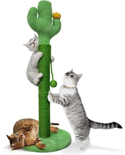 Famanu - Cactusvormige krabzuil, natuurlijk design met sisal en speeltouw