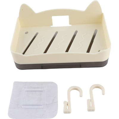Aan de muur gemonteerde zeepbakje zonder gaten vierkante vorm afvoer zeepbakje houder voor badkamer zwart beige