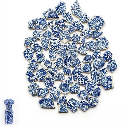 Mozaïektegels 500 g - Onregelmatig Blauw-Wit - Keramisch Porselein - Perfect voor Doe-Het-Zelf Decoratie - ShopVlot